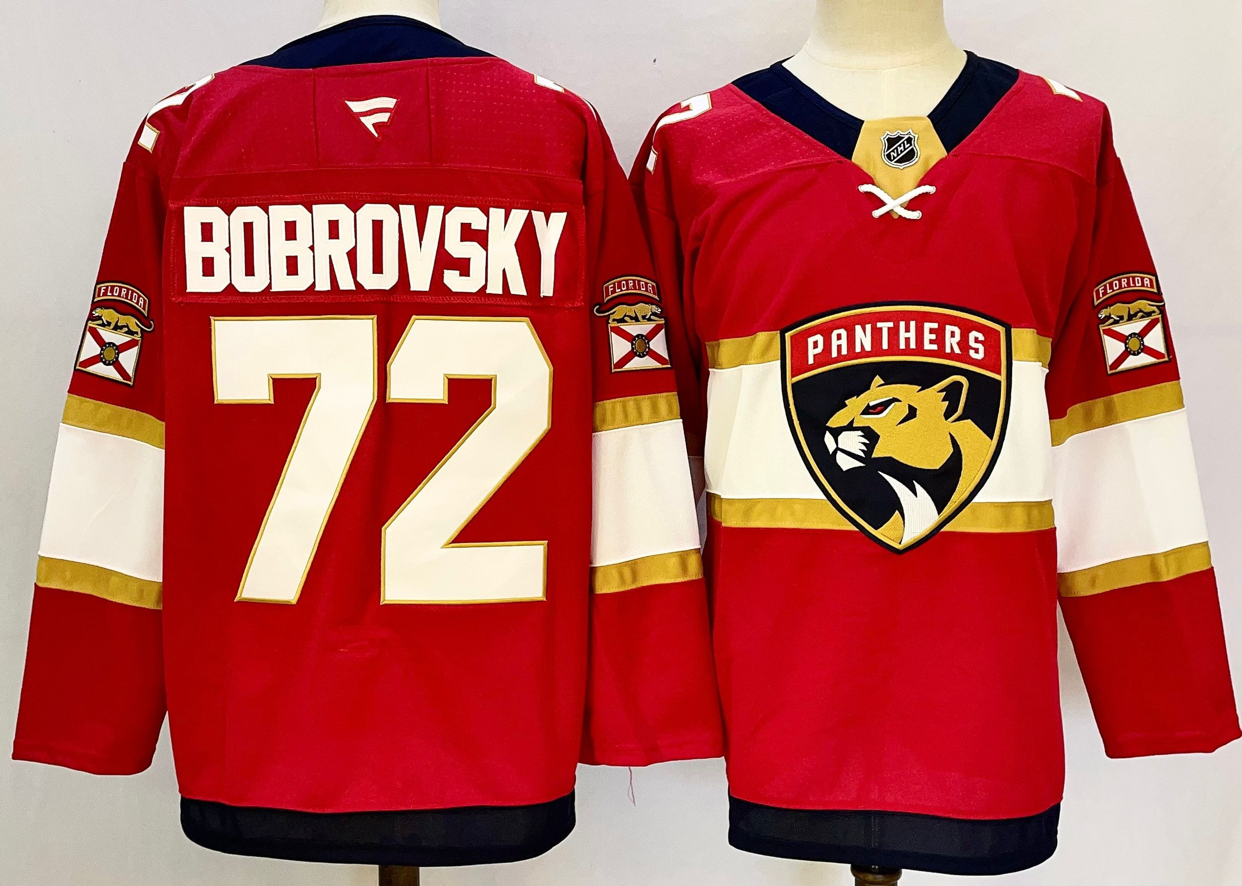 Men Florida Panthers #72 Bobrovsky Red 2025 Home Premier Player NHL Jersey